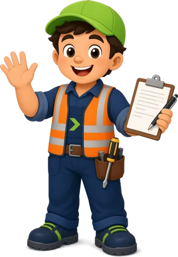 ShopJimmy mascot logging incoming parts on a clipboard