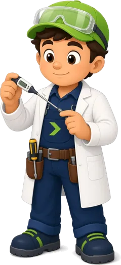 ShopJimmy mascot in a lab coat running diagnostics