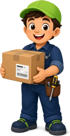 ShopJimmy mascot with a packed shipping box